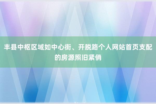 丰县中枢区域如中心街、开脱路个人网站首页支配的房源照旧紧俏